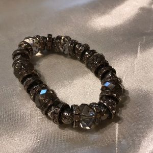 Stretchy silver and large clear bead bracelet